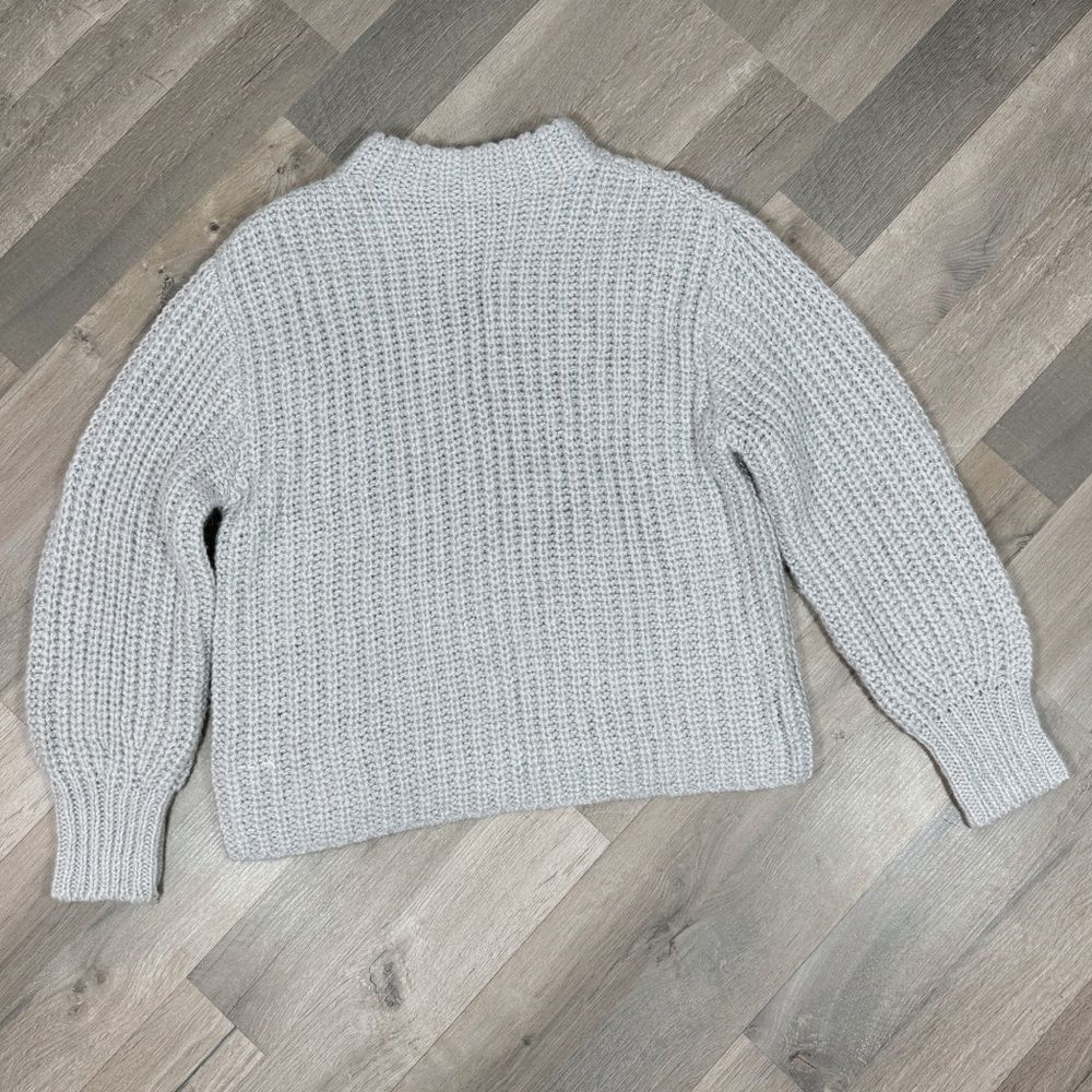 Ann‎ Taylor Metallic Shimmer Mock Neck Chunky Sweater Grey Medium - Picture 14 of 14